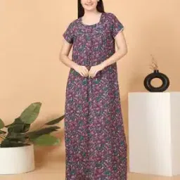 Women Printed Full Length Night Dress-picture-34