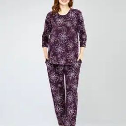 Women Floral Print Top & Pyjamas Set-image-42