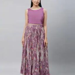 Women Printed Skirt with Top & Jacket-image-35