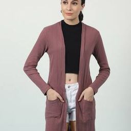 Women Ribbed Regular Fit Front-Open Shrug-48