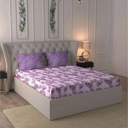 144 TC Floral Print Cotton Double Bedsheet with Pillow Covers-42
