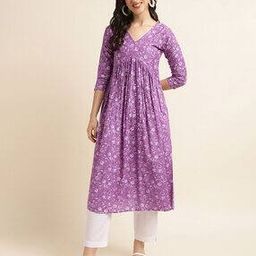 Women Printed Anarkali Kurta with 3/4th Sleeves-image-47