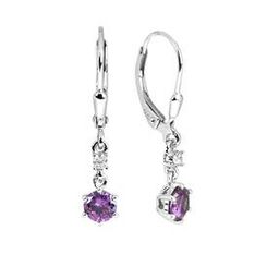 925 Sterling Silver Amethyst Hoop Earrings-image-4