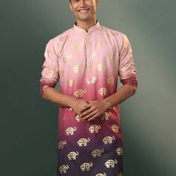 Men Block Print Regular Fit Long Kurta-image-62