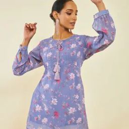 Women Floral Print Georgette A-Line Tunic-image-85