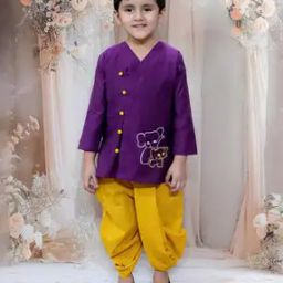 Boys Embroidered Kurta Dhoti Set-image-38