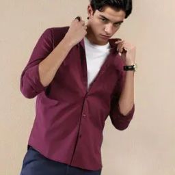 Men Cotton Slim Fit Shirt with Patch Pocket-image-52