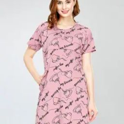 Women Graphic Print Round-Neck Nightshirt-image-51