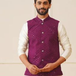 Men Embellished Regular Fit Nehru Jacket-picture-25