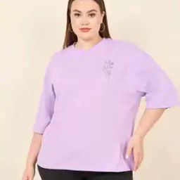 Women Plus Oversized Drop Shoulder Front and Back Beautiful Print T-Shirt-image-5