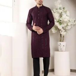 Men Regular Fit Embellished Kurta-image-1