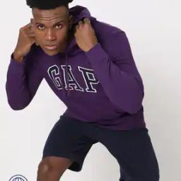 Arch Logo Applique Hoodie with Kangaroo Pocket-image-40