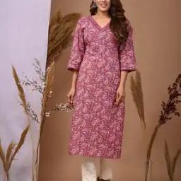 Women Paisley Print V-Neck Straight Kurta-image-72