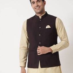 Men Regular Fit Nehru Jacket with Welt Pockets-13