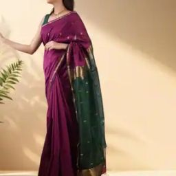 Kanjeevaram Silk Saree with Zari Border-image-11