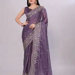 Women Embroidered Saree with Blouse Piece-image-39
