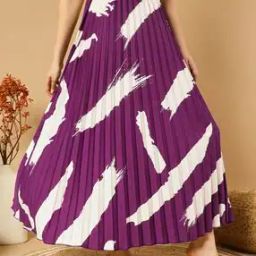 Women Printed Maxi Flared Skirt-image-67