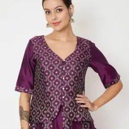 Women Printed Front Open Blouse-18