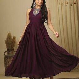 globus Women Embroidered Halter-Neck Fit & Flare Dress-picture-16