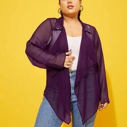 Women High-Low Regular Fit Front-Open Shrug-32