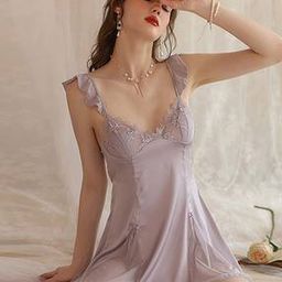 Women V-Neck Mini Chemise -image-1