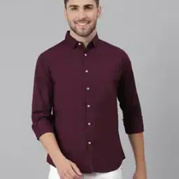 Slim Fit Shirt with Spread Collar-image-84