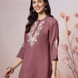 Women Embroidery A-line Kurti-image-59