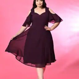 Women Fit & Flare Dress with Short Sleeves-image-88