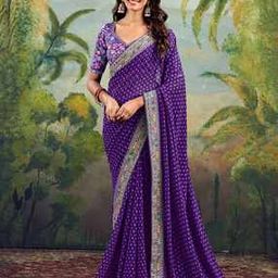 Women Georgette Printed Saree with -image-64