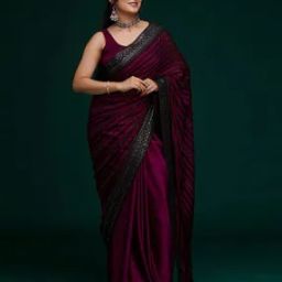 Striped Georgette Saree with Sequin Accent-image-34