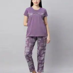 Women Printed T-Shirt & Pyjamas Set-image-34