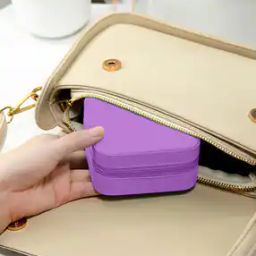 Zipper Portable Storage Jewellery Box Organiser with Dividers-34