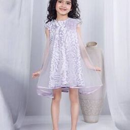 Girls Animal Print A-line Dress with Hairband-image-82