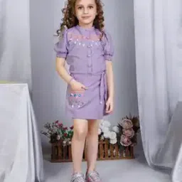 Girls Mandarin Collar Top with Shorts-picture-18