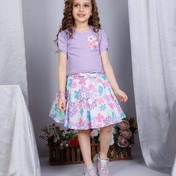 Girls Floral Print Skirt with Top-image-52