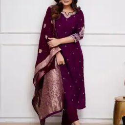 Women Embroidered Straight Kurta Set with Dupatta-picture-34