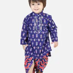 Boys Graphic Regular Fit Kurta Dhoti Set-image-2