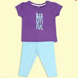 Girls Typographic Print Cotton Top & Pants Set-picture-3