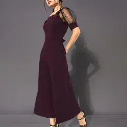 Square-Neck Jumpsuits with Net Sleeves-image-47