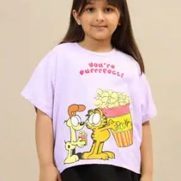 Girls Graphic Print Oversized Fit Round-Neck T-Shirt-image-43