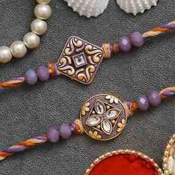 Set of 2 Pearl Beaded Kundan Rakhis-20