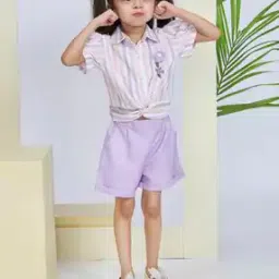 Girls Striped Shorts & Top Set-image-30