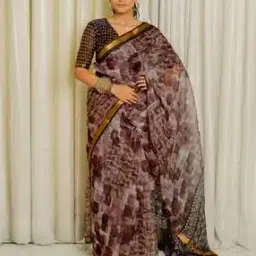 Silk Blend Printed Saree-image-5