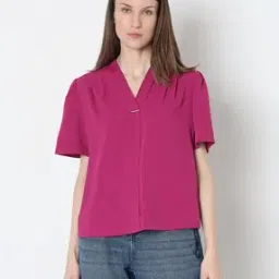 vero moda Women Pleated V-Neck Top-picture-36