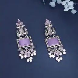 Women Stone-Studded Drop Earrings-15