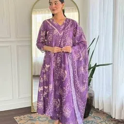 Women Floral Print A-Line Kurta Suit Set-image-35