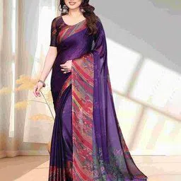 magneitta Floral Print Saree with Contrast Border-picture-48