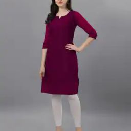 Embroidered Straight Kurti with Notched Neckline-image-58
