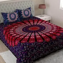 Floral Print King-Size Bedsheet with Pillow Covers-picture-9