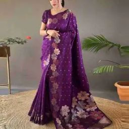 Banarasi Silk Saree with Floral Border-image-0